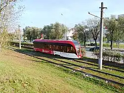 Трамвай модели «Львёнок» на улица Петропавловская