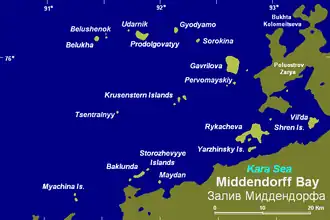 Залив Миддендорфа и ближайшие острова.
