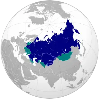 Страны, в которых русский язык — один из официальных(включая непризнанные и частично признанные государства — Приднестровье, Абхазию и Южную Осетию)
Страны, где русский язык не является официальным, но распространён