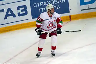 В матче КХЛ 14 октября 2011 г.в форме чеховского «Витязя»