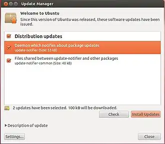 Скриншот программы Менеджер обновлений