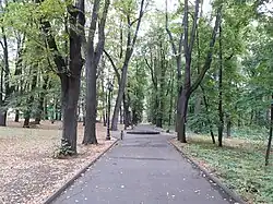 Парк с воротами и решёткой